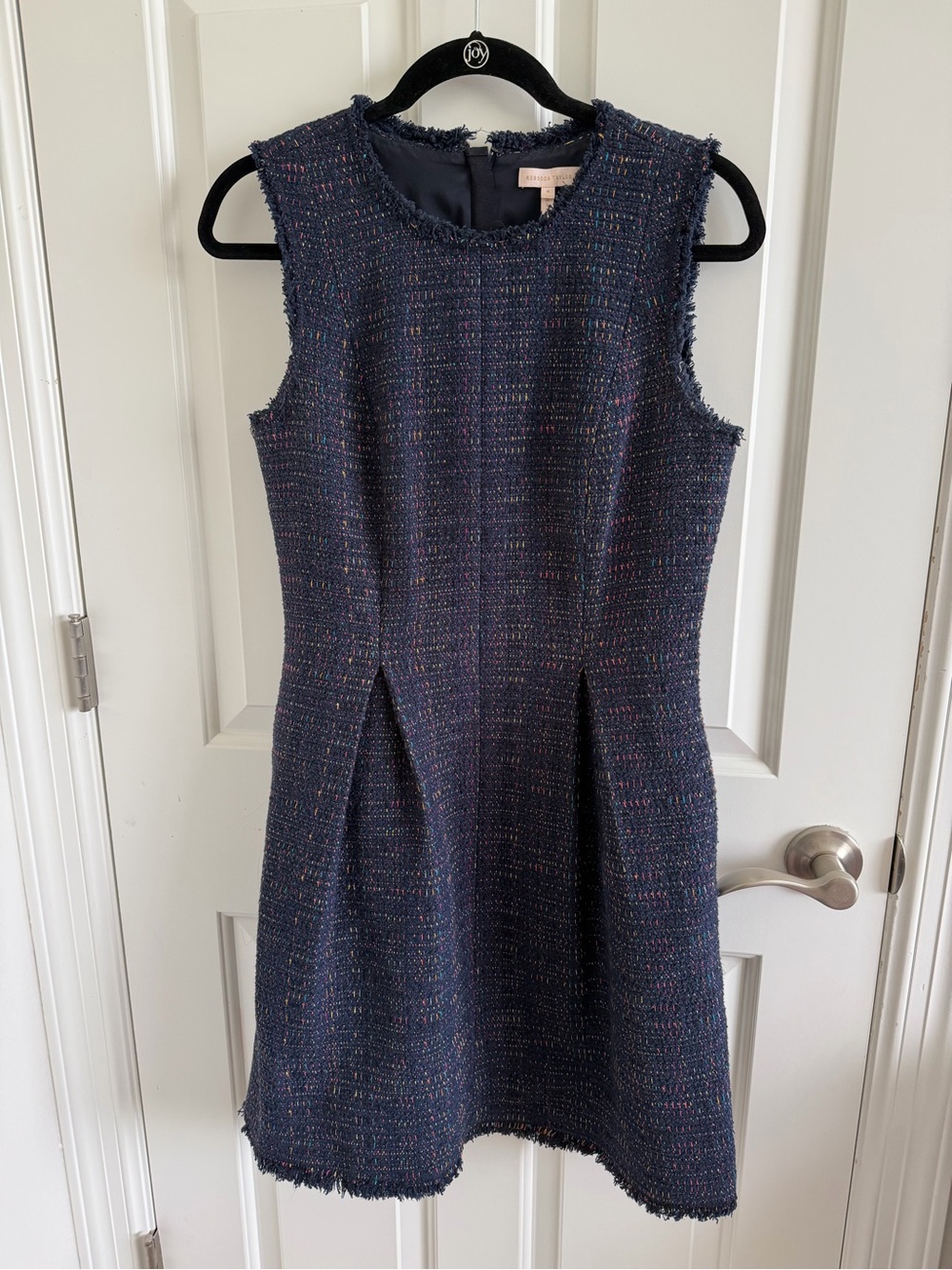 Rebecca Taylor Navy Tweed Sleeveless Shift Dress Like NEW